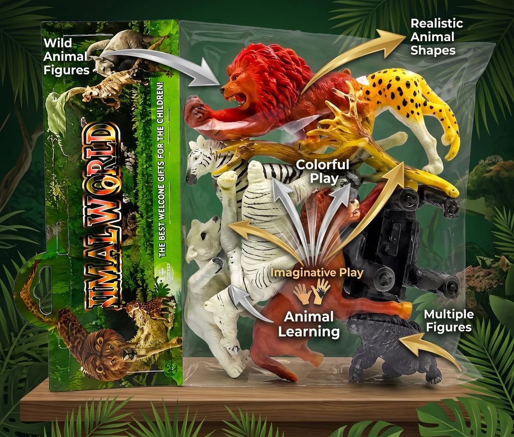 Wild Animal Figures Play Set for Kids – Jungle Animal Toy Collection