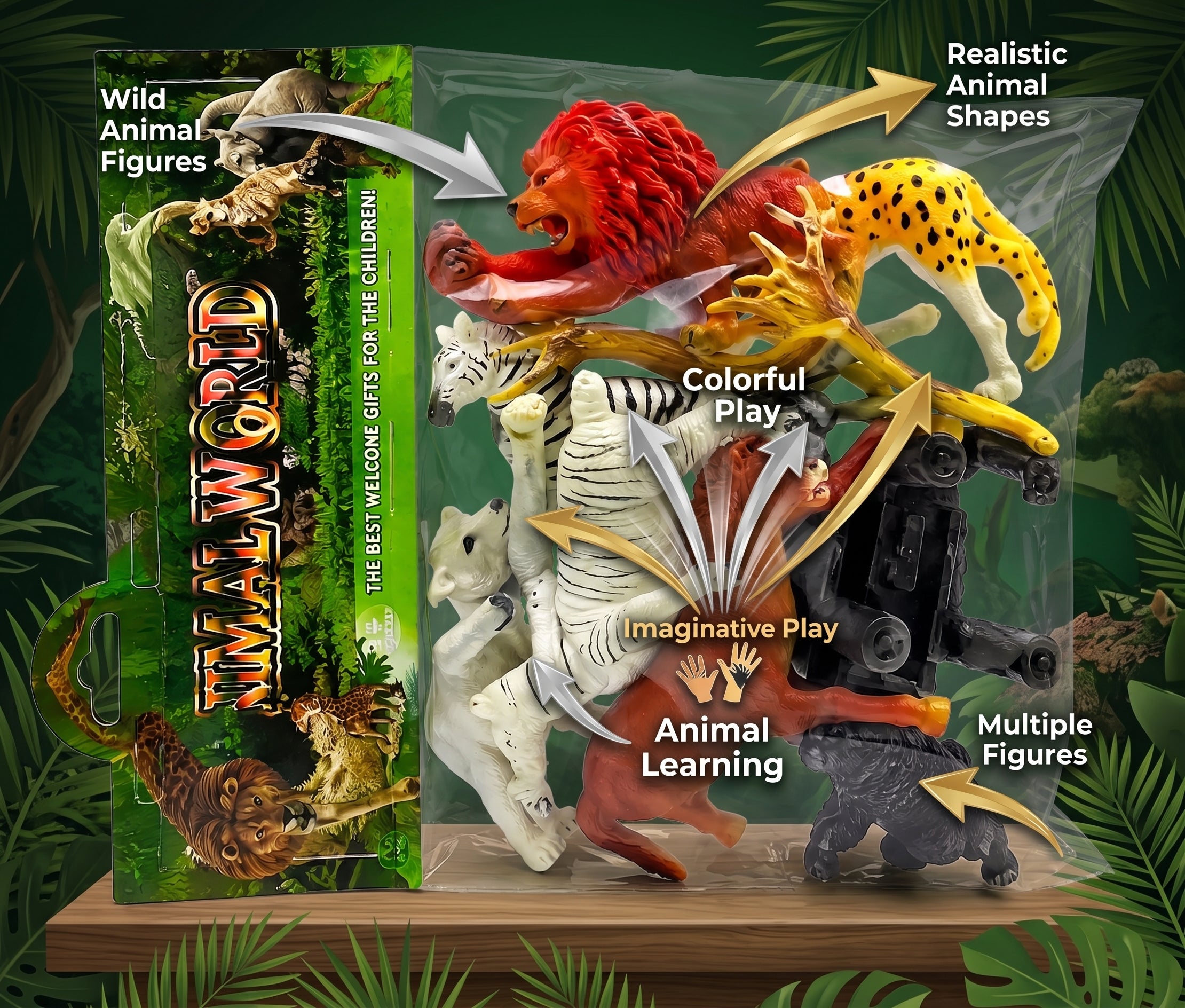 Wild Animal Figures Play Set for Kids – Jungle Animal Toy Collection