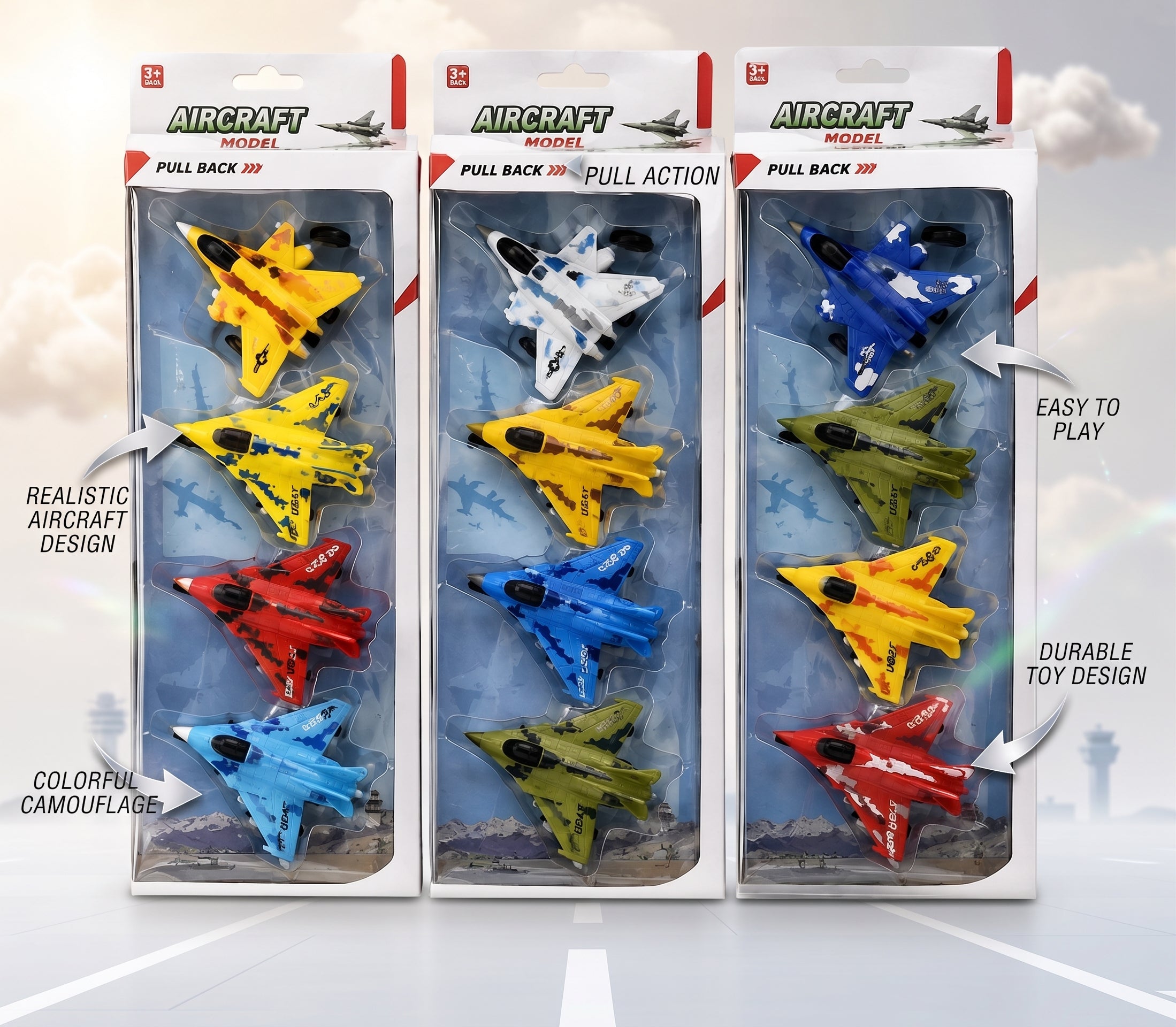 Pull Back Fighter Jet Toy Set – Colorful Aircraft Models for Kids