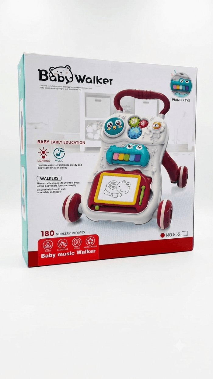 Baby Music Walker – Multi-Functional Early Education Walkers with Piano Keys, Lighting, Music, and Drawing Board (NO:955)