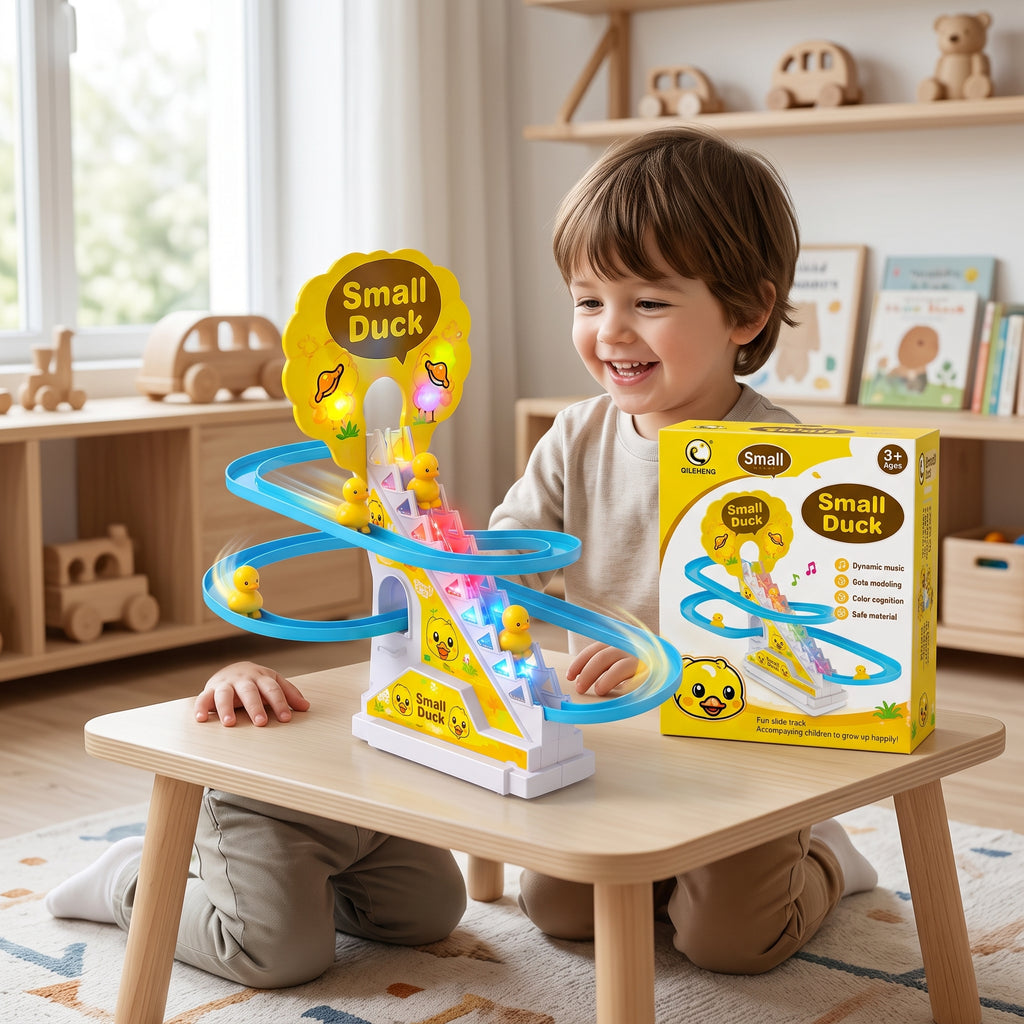 Duck Climbing Stairs Toy | Interactive Slide Track with Music, Lights & Cute Ducks