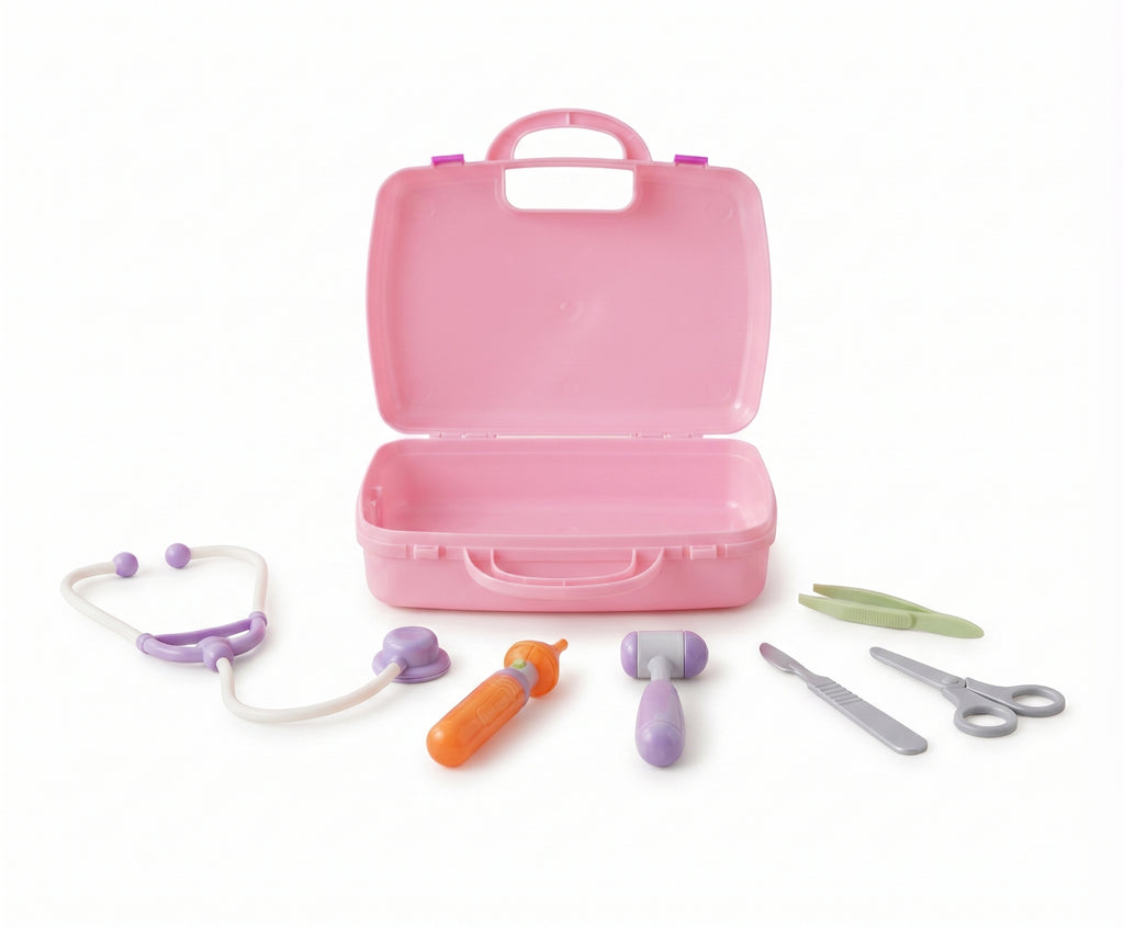 Kids Doctor Medical Play Set with Portable Pink Carrying Case