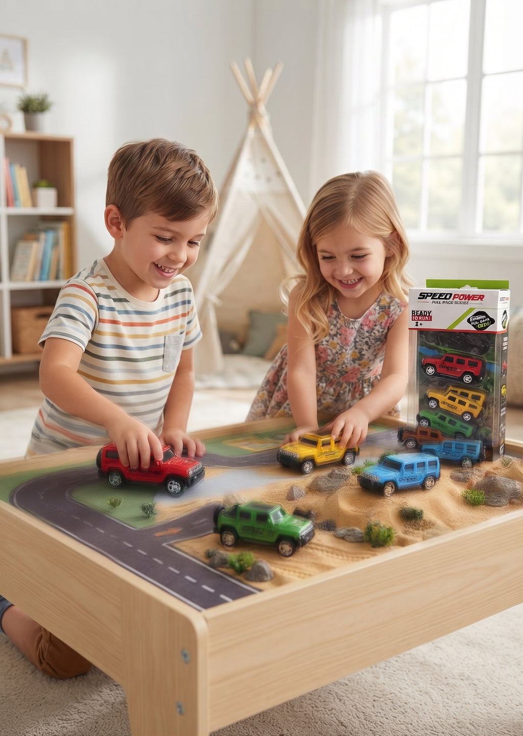 Speed Power Pull Back 4x4 SUV Toy Set – 4 Colorful Cars for Kids