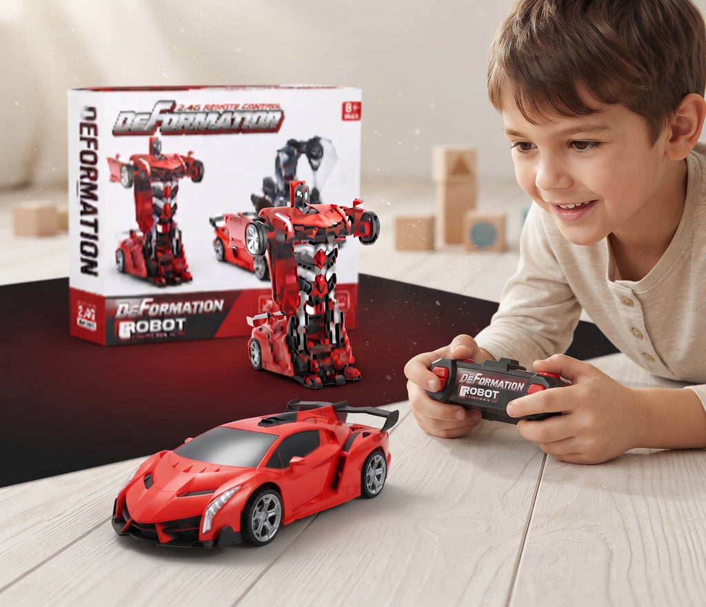 2.4G Remote Control Transforming Robot Car | One-Key Deformation RC Sports Car Toy for Kids