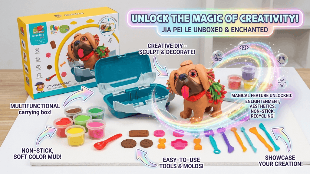 Jia Pei Le Creative DIY Color Mud Set – Multifunctional Pet Carrying Box with Modeling Clay and Puppy Molding Toy for Kids (3+ Years)