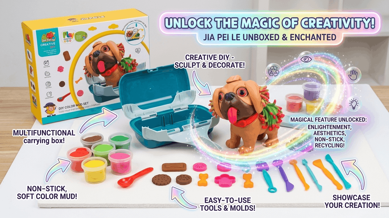 Jia Pei Le Creative DIY Color Mud Set – Multifunctional Pet Carrying Box with Modeling Clay and Puppy Molding Toy for Kids (3+ Years)