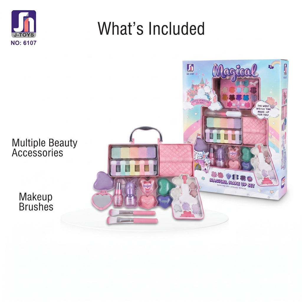 Magical Make Up Set for Kids | Portable Pretend Play Beauty Kit with Makeup Case & Accessories