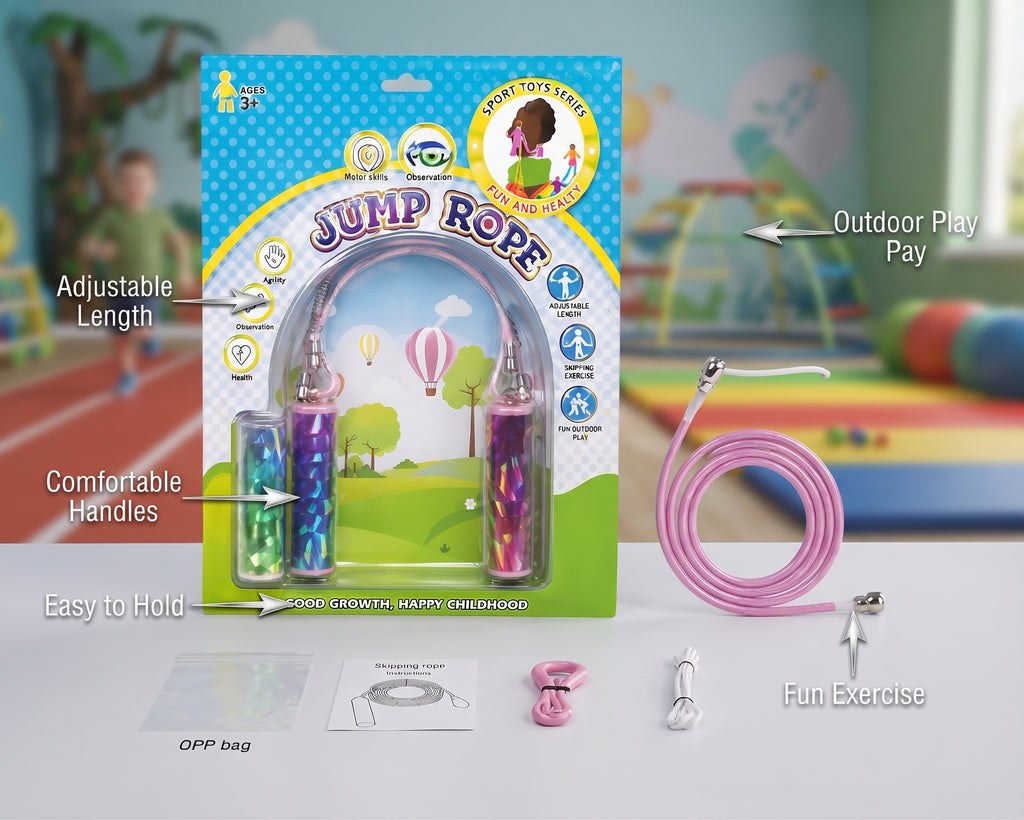Kids Adjustable Jump Rope – Fun Fitness & Outdoor Exercise Skipping Rope
