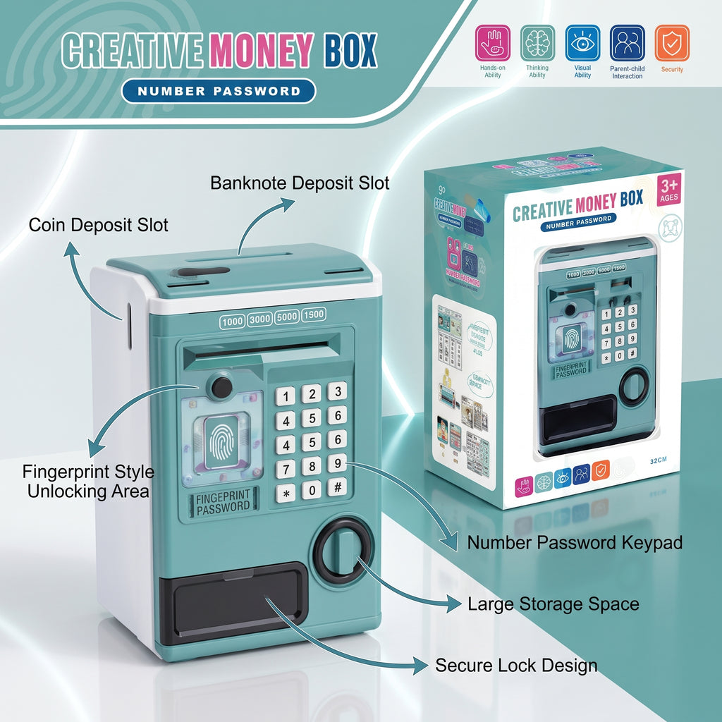 Creative Electronic Money Box for Kids | Password Piggy Bank with Coin & Cash Saving Slot