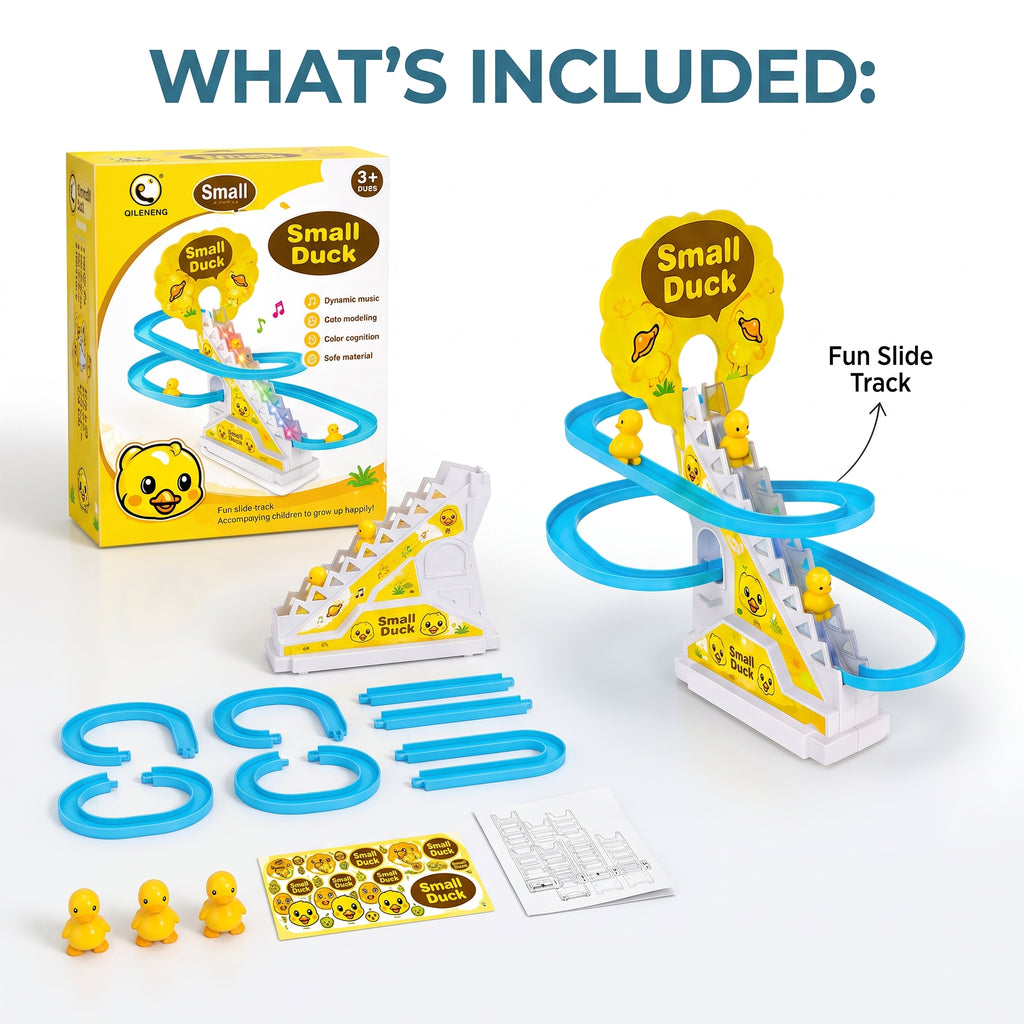 Duck Climbing Stairs Toy | Interactive Slide Track with Music, Lights & Cute Ducks