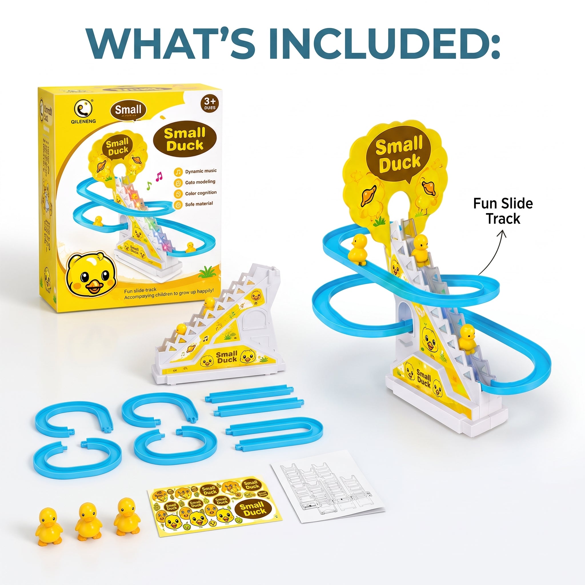 Duck Climbing Stairs Toy | Interactive Slide Track with Music, Lights & Cute Ducks