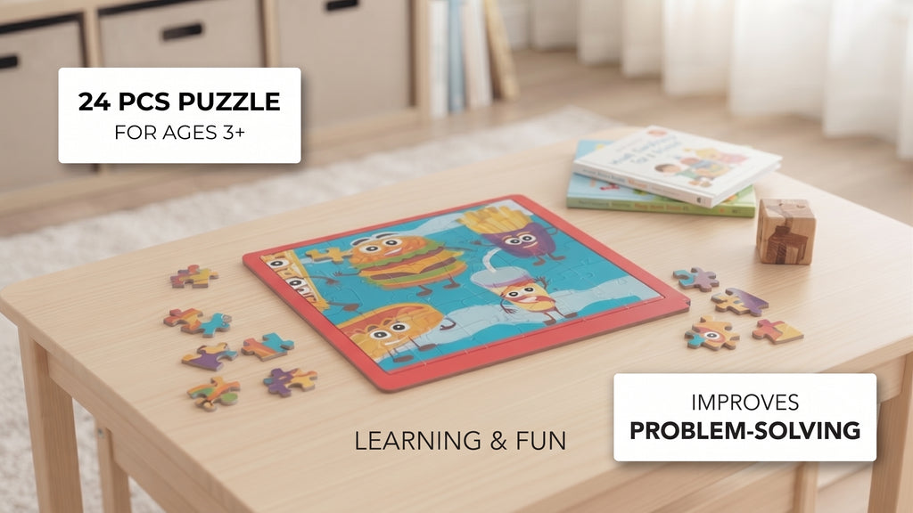 Food Puzzle for Kids — 24 Pieces Educational Learning & Problem-Solving Toy for Ages 3+