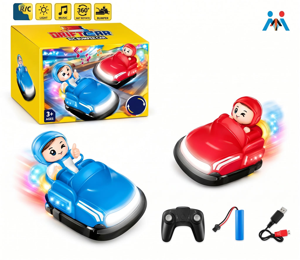 Interactive RC Bumper Car Set with 360° Spin, Lights & Music