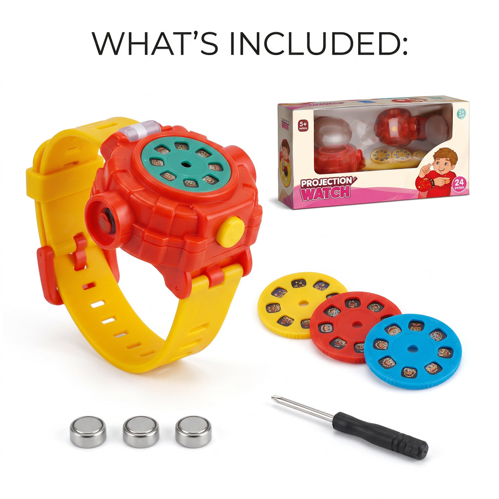 Kids Projection Watch | Cartoon Image Projector Watch with 3 Picture Discs