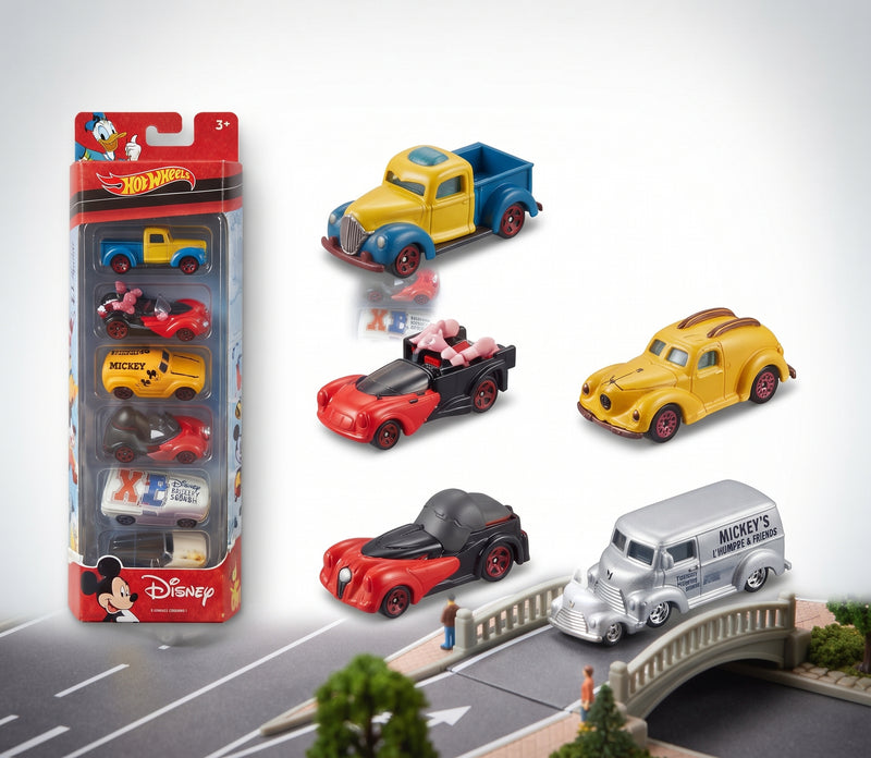 ot Wheels Mickey Mouse & Friends Character Die-Cast Toy Vehicle Set (5-Pack Collector Edition)