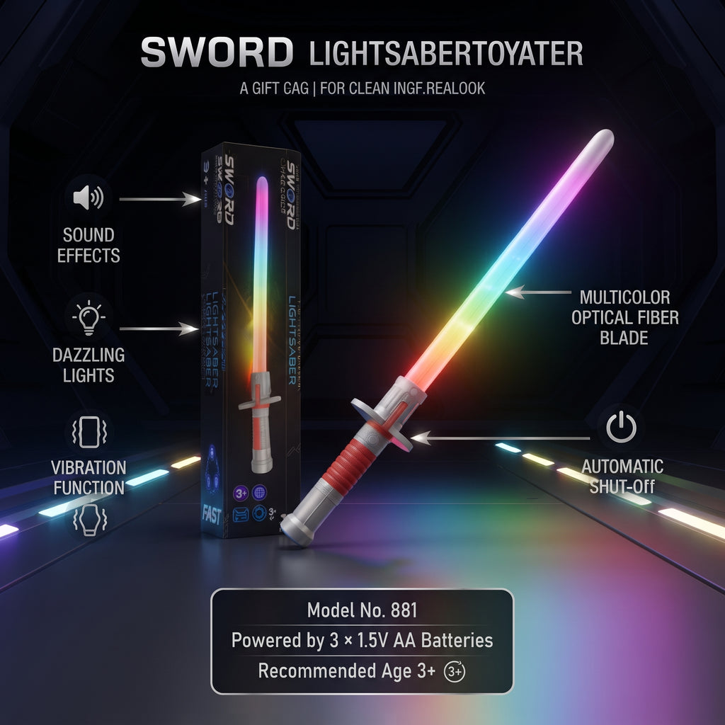 SWORD Light Saber Toy with Sound, Light & Vibration | Multicolor Optical Fiber Sword for Kids