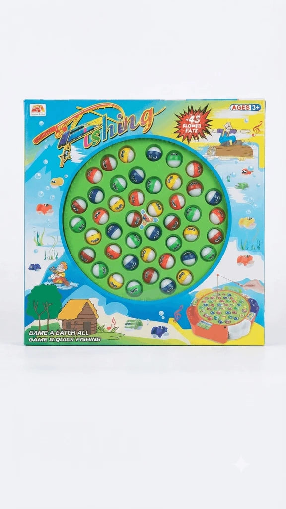 Big Fishing Game Set – 43-Piece Electronic Rotating Board Game with Catch All & Quick Fishing Modes for Kids (3+ Years)