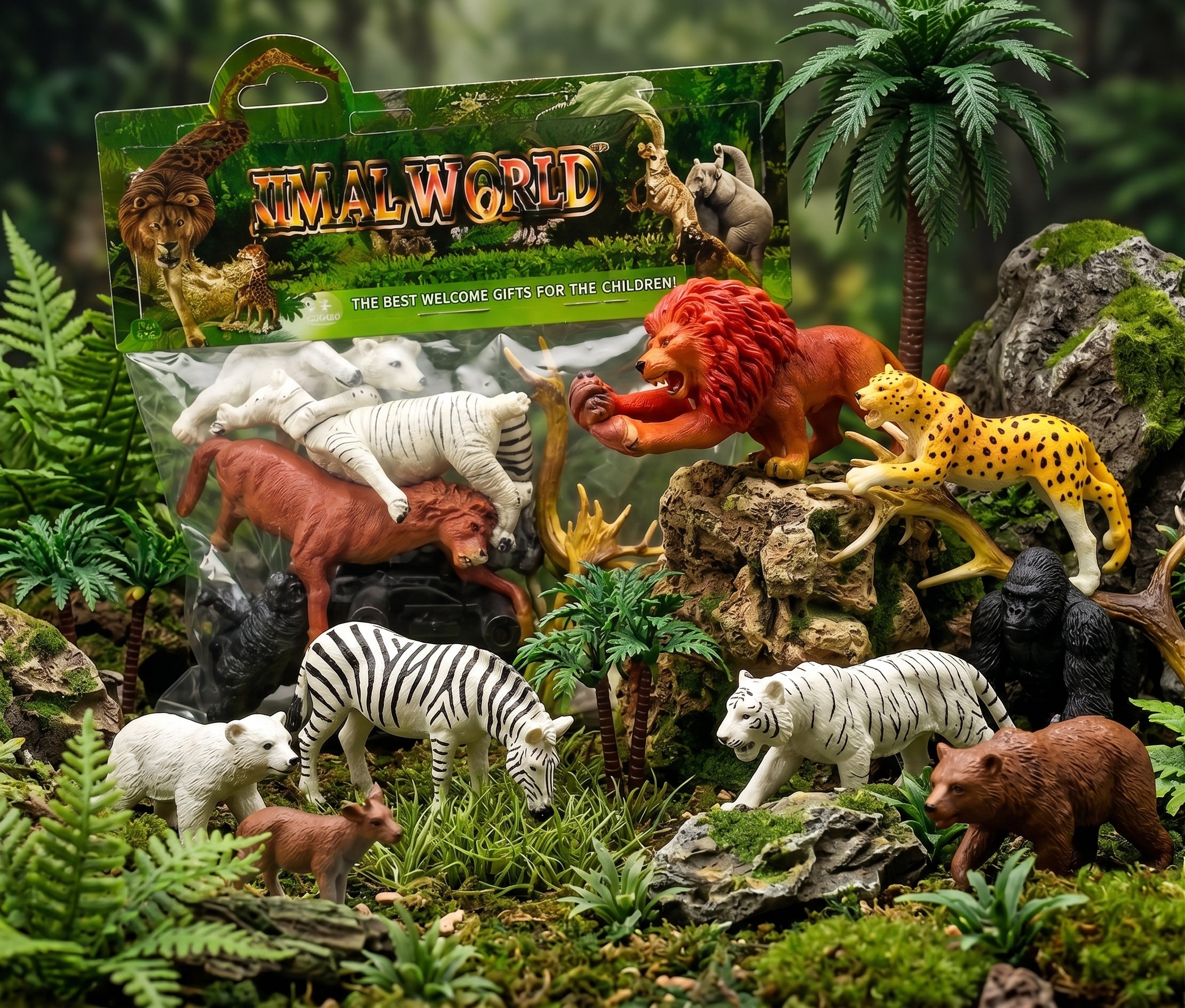 Wild Animal Figures Play Set for Kids – Jungle Animal Toy Collection