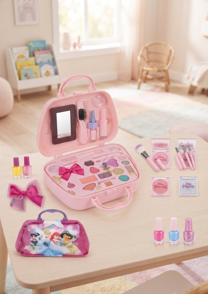 Kids Princess Beauty & Makeup Handbag Play Set – Portable Cosmetic Toy Kit with Mirror, Pretend Makeup Accessories & Storage Case for Girls
