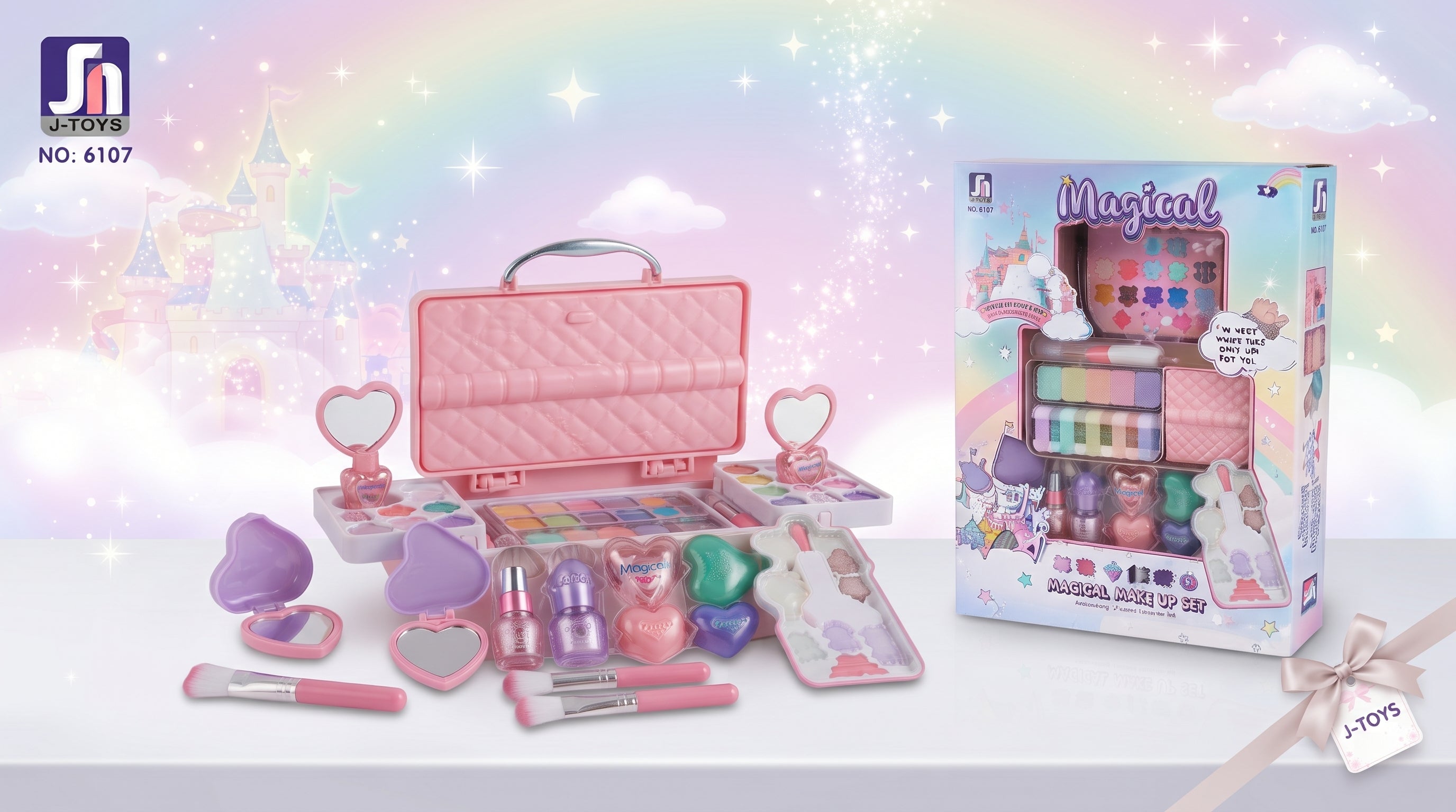 Magical Make Up Set for Kids | Portable Pretend Play Beauty Kit with Makeup Case & Accessories