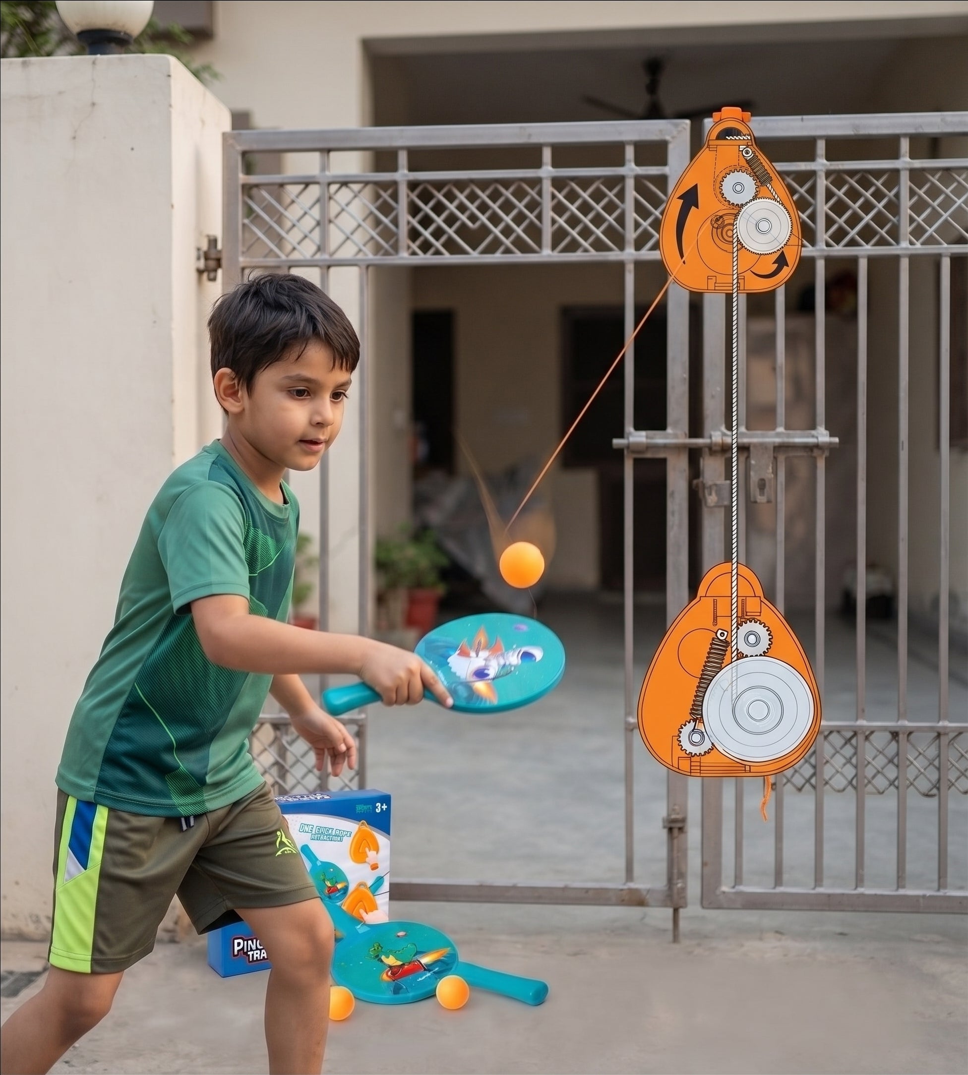 Hanging Ping-Pong Trainer – Solo Indoor and Outdoor Rebound Table Tennis Training Set with Adjustable Cord and Racket (3+ Years)