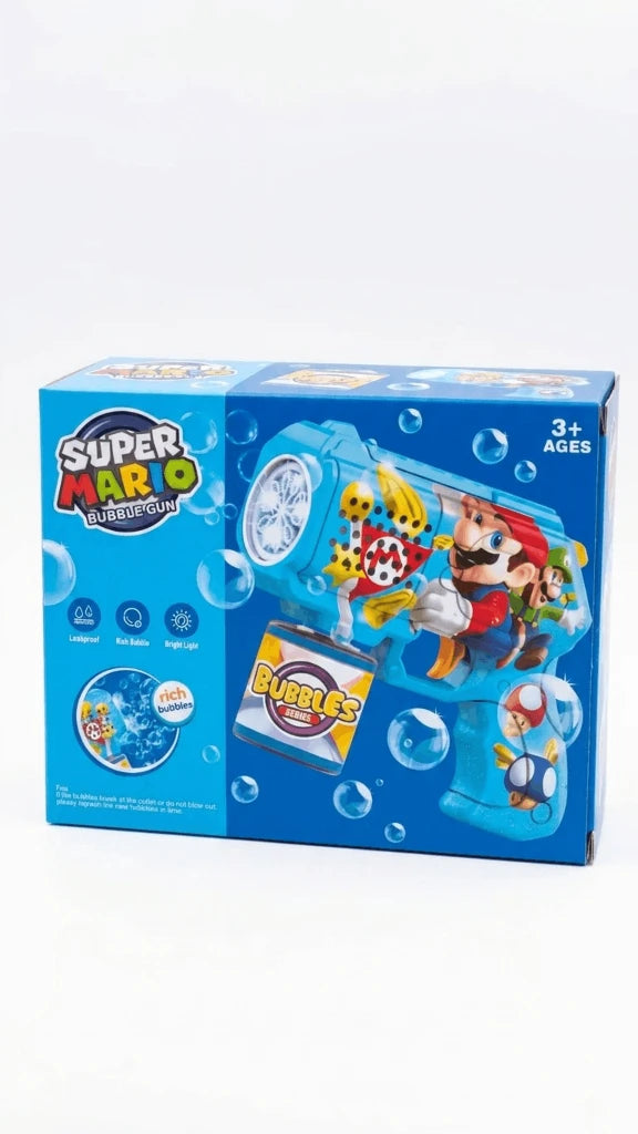 Super Mario Bubble Gun – Automatic Bubble Blower Toy with Rich Bubbles and Bright LED Lights for Kids (3+ Years)