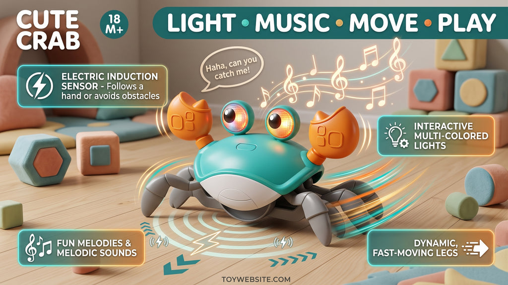 Interactive Crawling Cute Crab Toy with Electric Induction, Lights & Music (18M+)