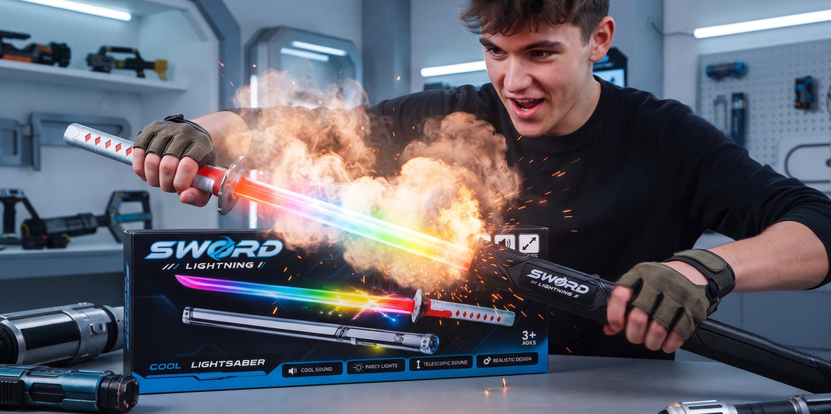SWORD Light Saber Toy with Sound, Light & Vibration | Multicolor Optical Fiber Sword for Kids