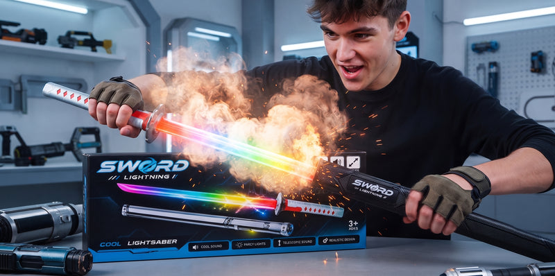 SWORD Light Saber Toy with Sound, Light & Vibration | Multicolor Optical Fiber Sword for Kids