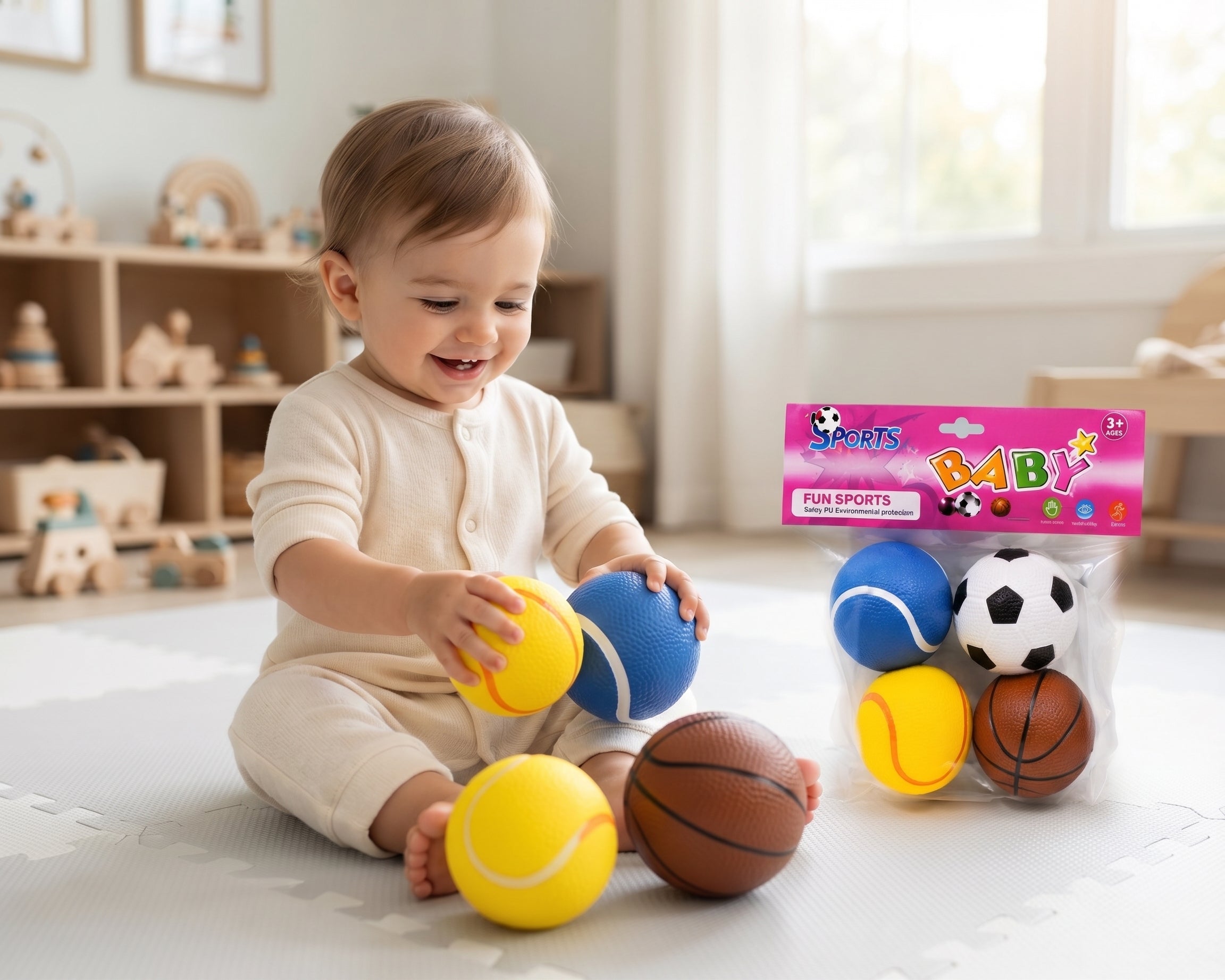 4PCS Sports Baby Soft Ball Set – Colorful Textured Sports Balls for Kids