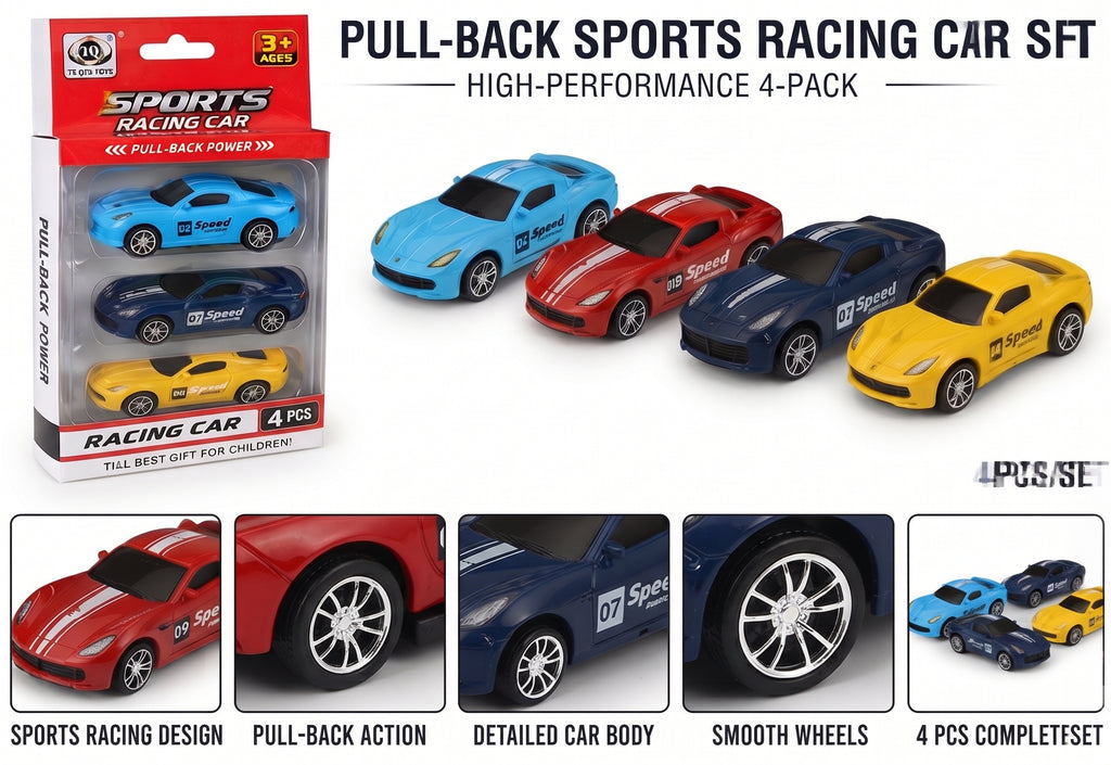 3 PCS Pull-Back Sports Racing Car Set – High-Performance Friction-Powered Die-Cast Style Vehicles with Smooth Wheels and Display Gift Box for Kids Age 3+