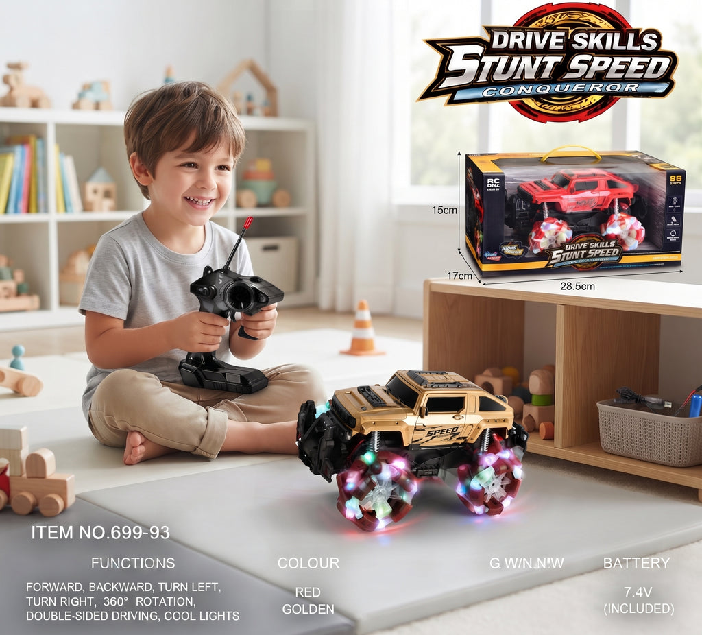 Drive Skills RC Stunt Car – 2.4GHz Double-Sided 360° Rotating Remote Control Car