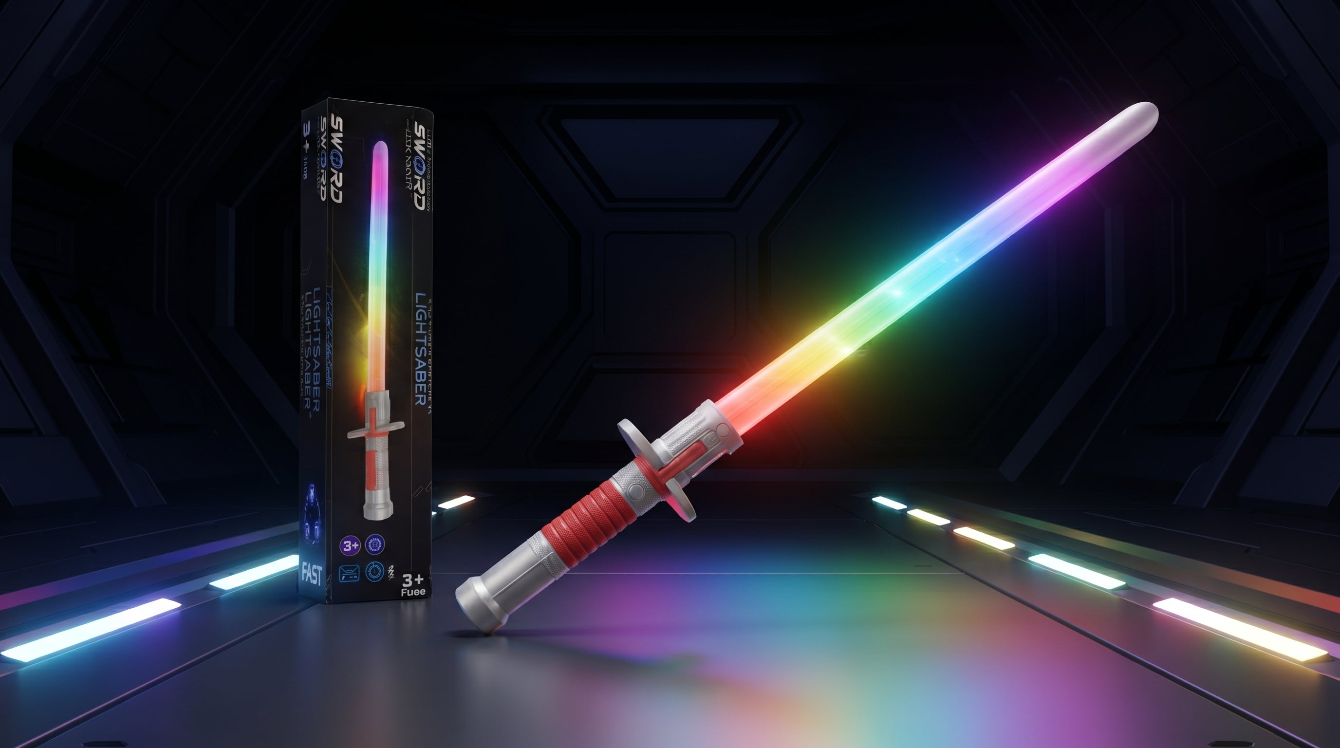SWORD Light Saber Toy with Sound, Light & Vibration | Multicolor Optical Fiber Sword for Kids