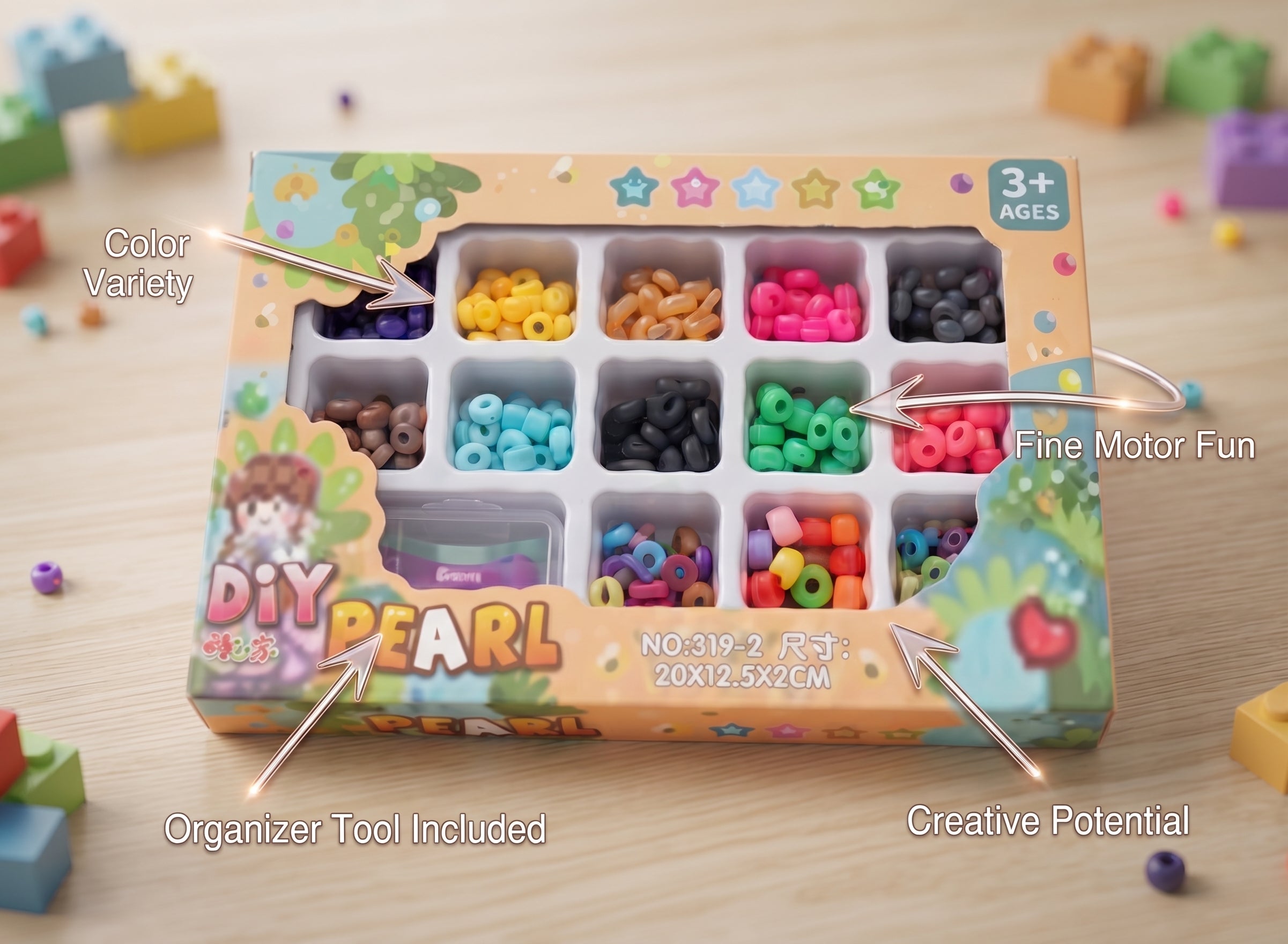 DIY Pearl & Bead Sensory Play Kit for Kids 3+ | Colorful Fine Motor Skills Arts & Crafts Toy Set