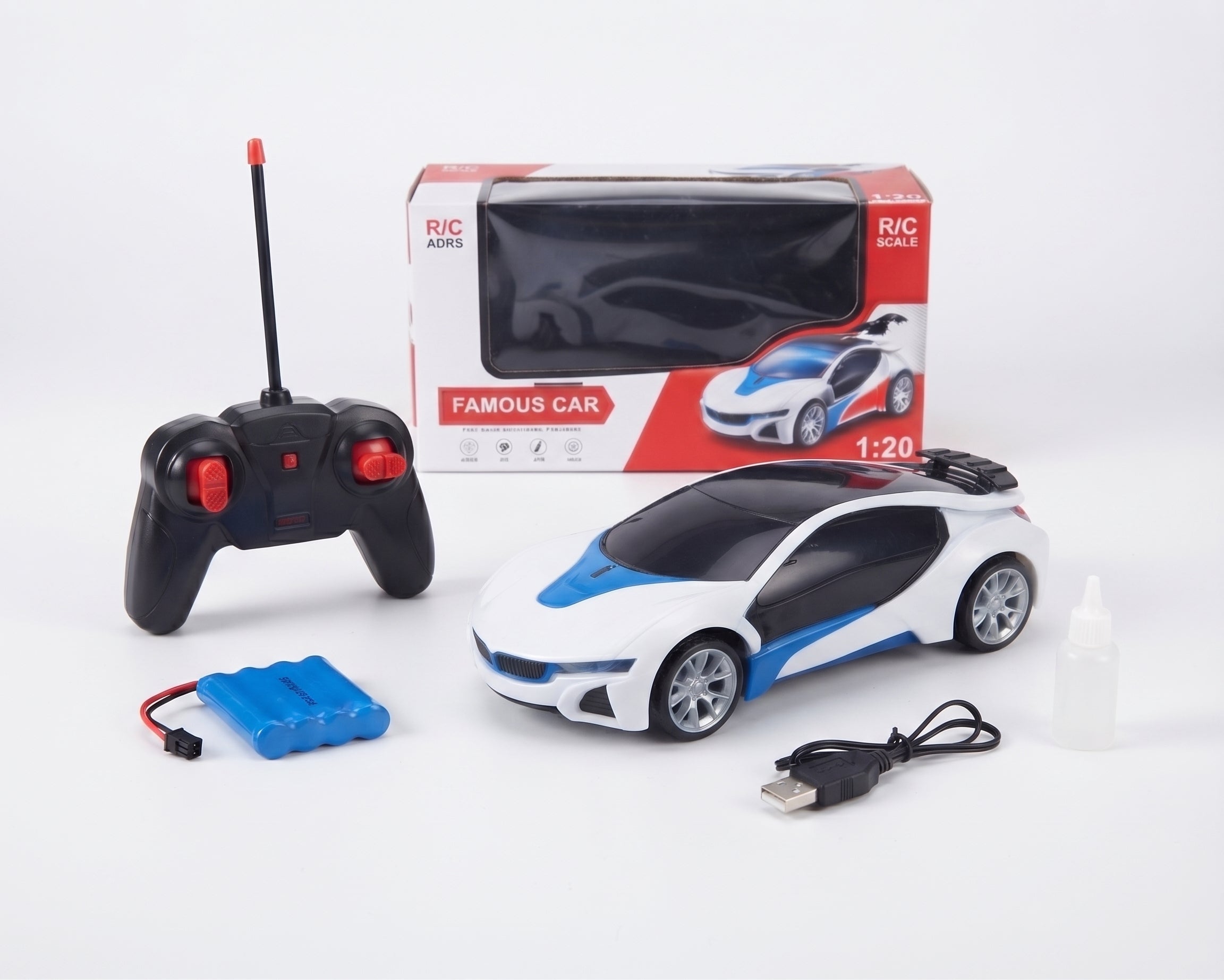 1:20 Scale Remote Control Sports Car – Rechargeable RC Racing Toy for Kids