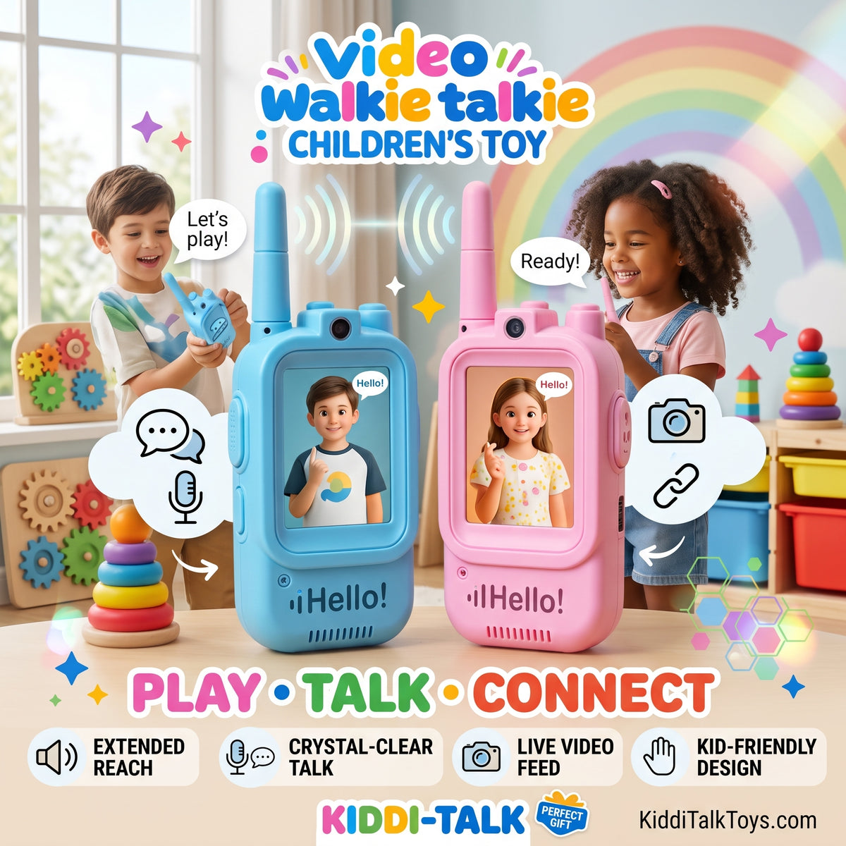 Video Walkie Talkie for Kids – 2-Way Video Calling Toy with Camera, Clear Sound & Long Range Communication