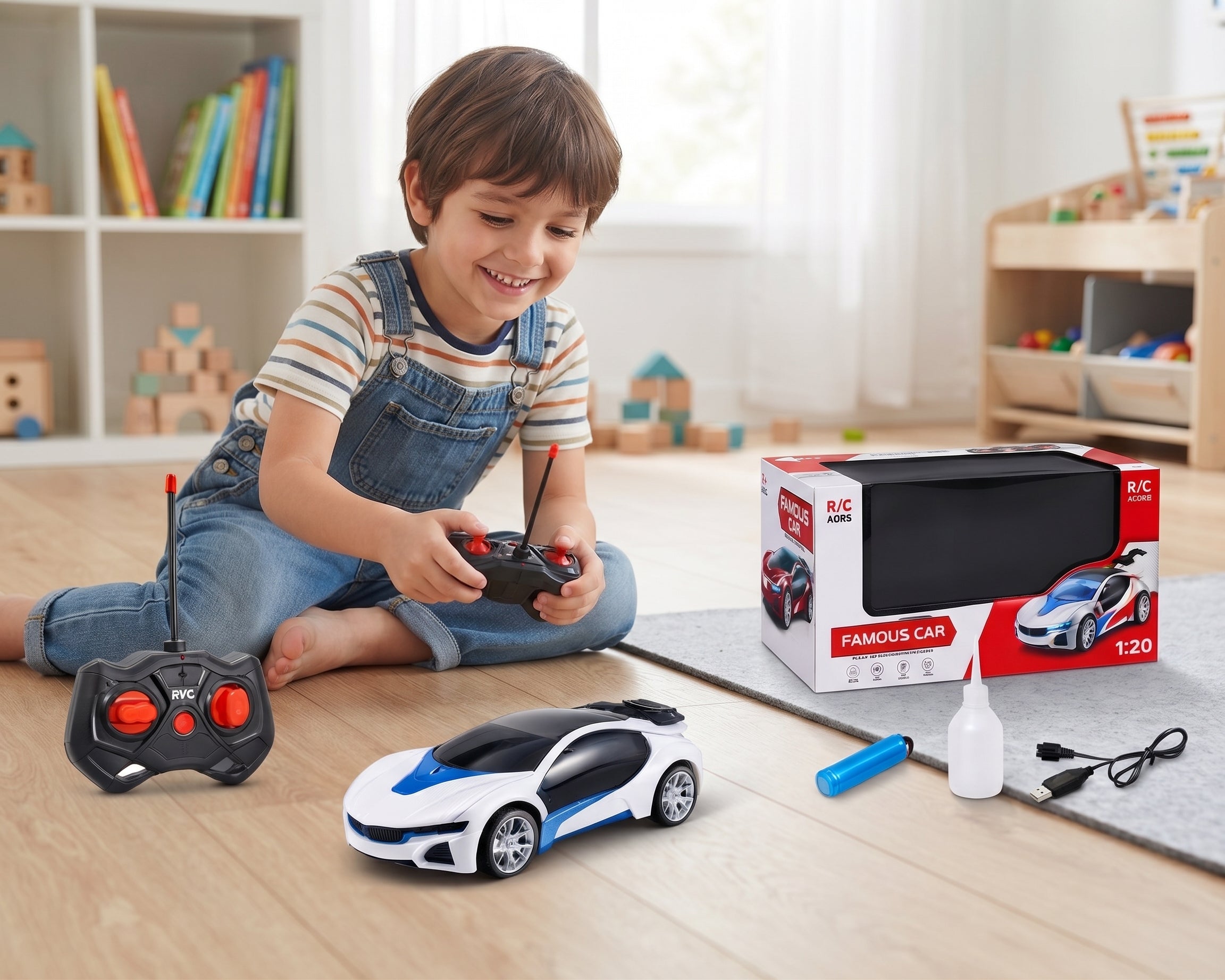 1:20 Scale Remote Control Sports Car – Rechargeable RC Racing Toy for Kids