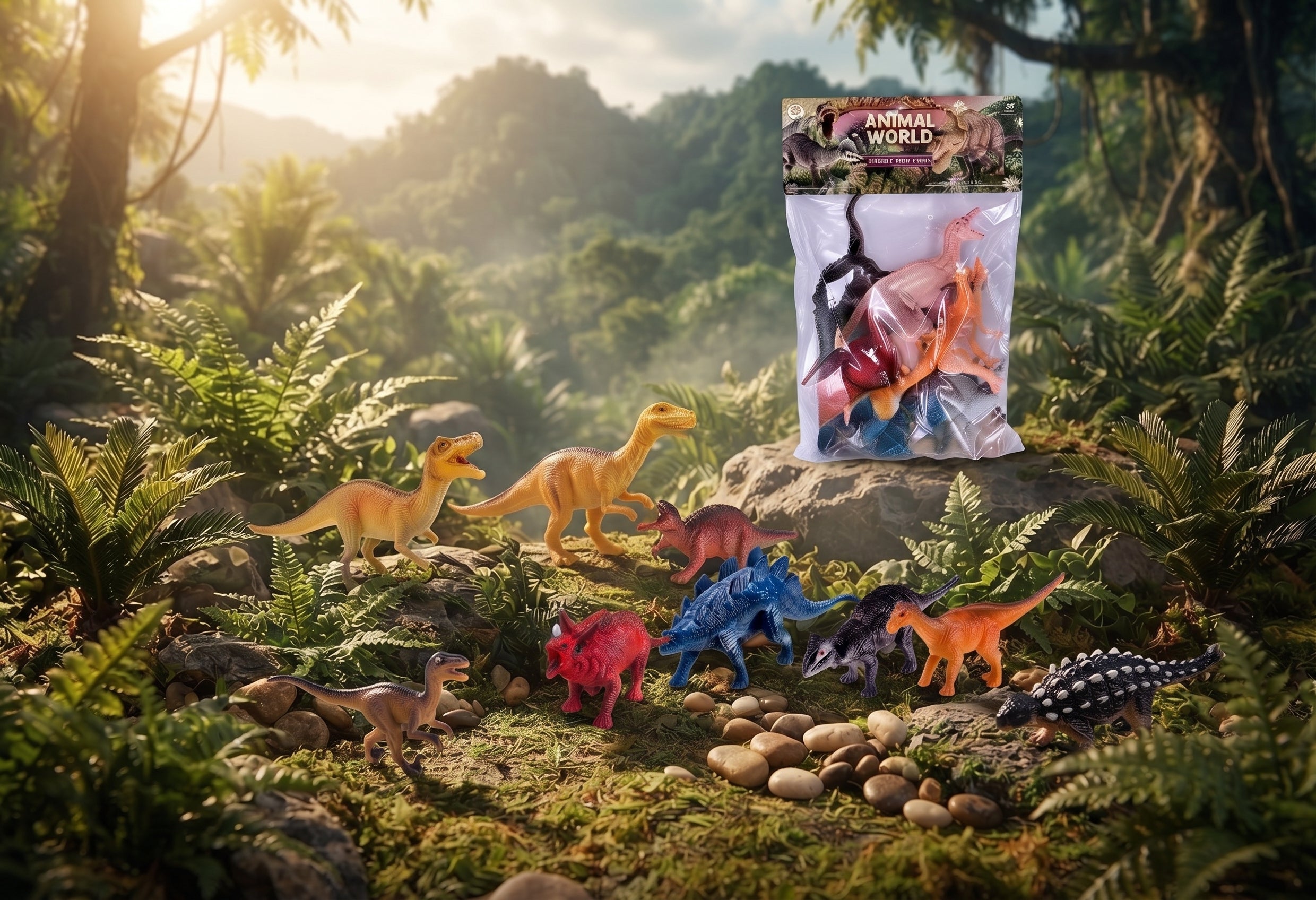 Jungle Team Series Dinosaur Model Set – 6 PCS Realistic Dinosaur Toys for Kids