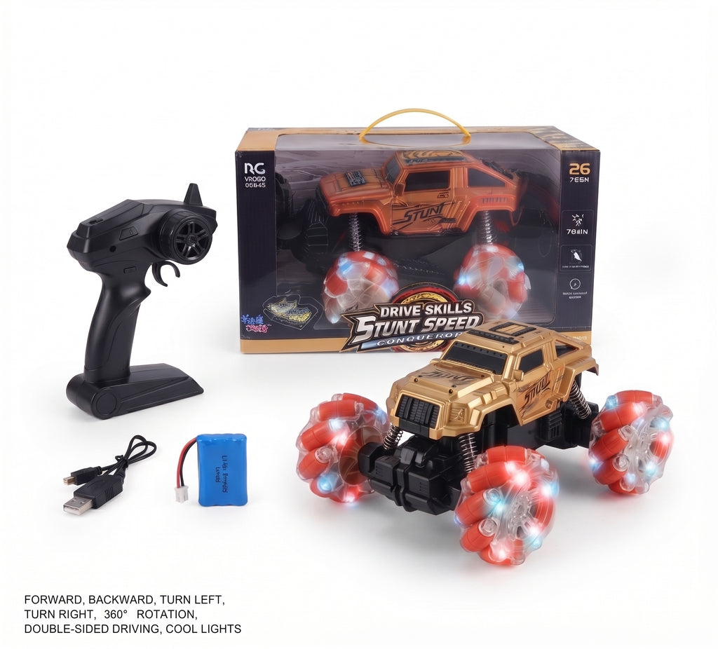 Drive Skills RC Stunt Car – 2.4GHz Double-Sided 360° Rotating Remote Control Car