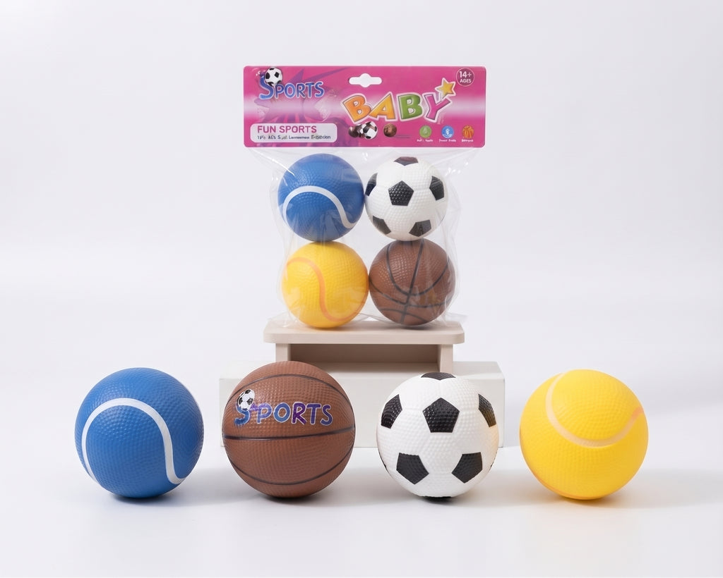4PCS Sports Baby Soft Ball Set – Colorful Textured Sports Balls for Kids