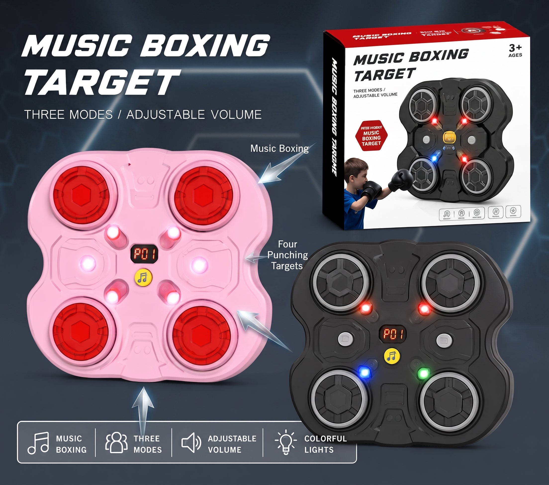 Music Boxing Target for Kids – Interactive LED Punching Machine with Music & Lights
