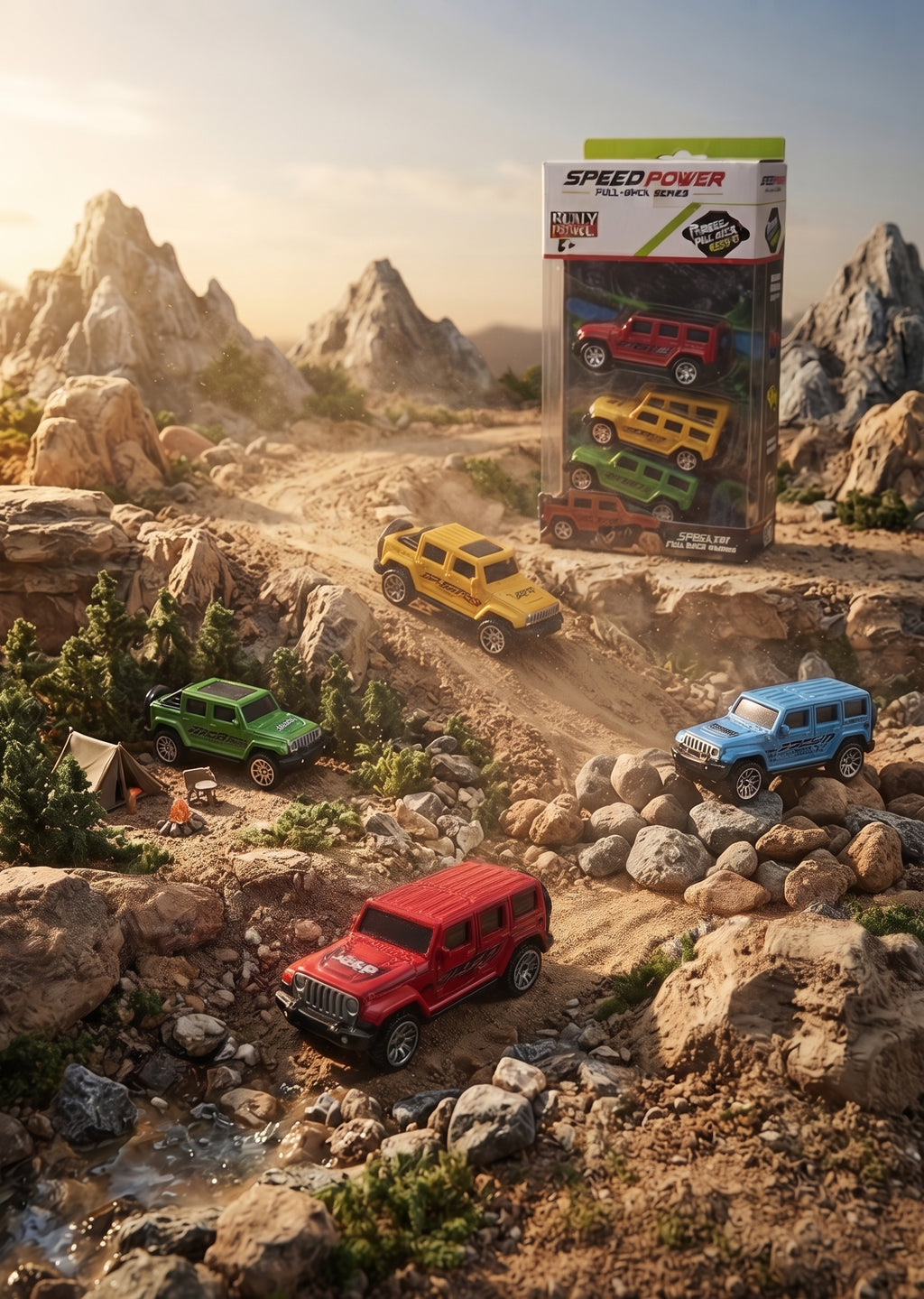Speed Power Pull Back 4x4 SUV Toy Set – 4 Colorful Cars for Kids