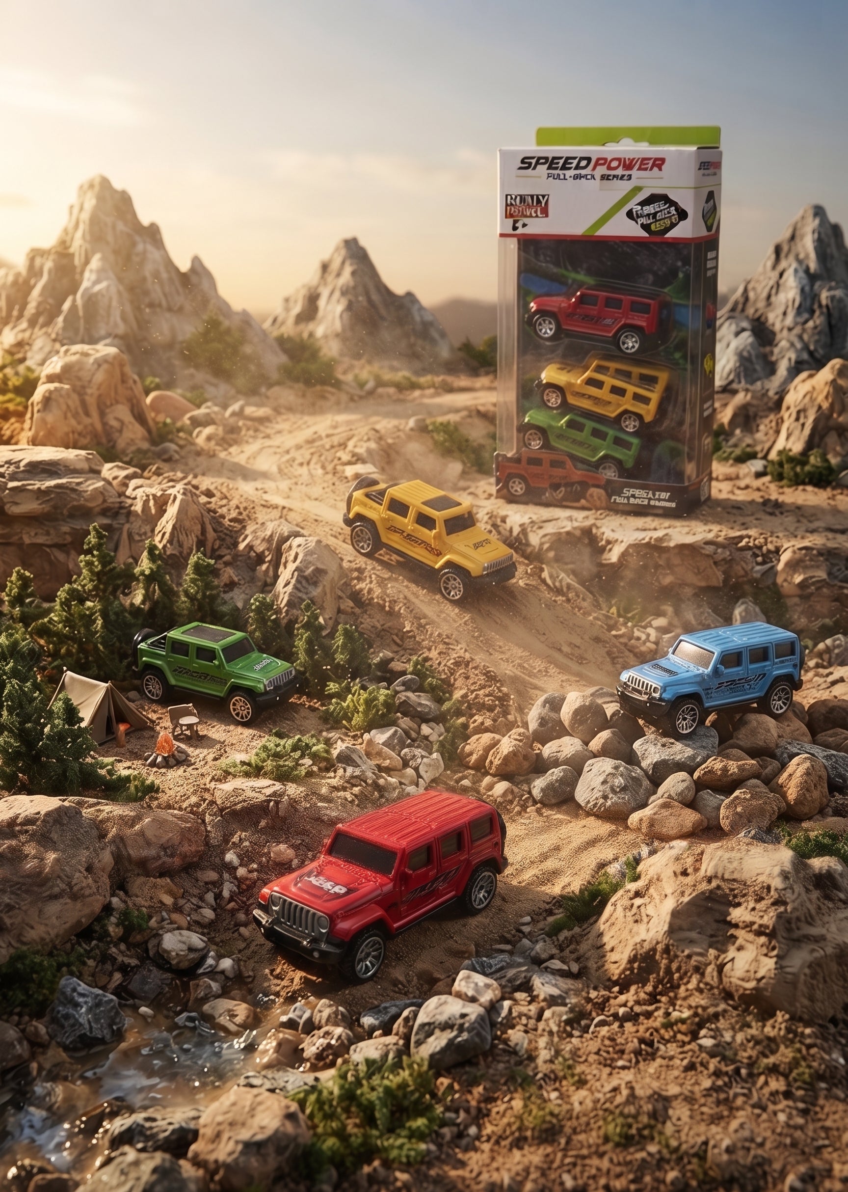 Speed Power Pull Back 4x4 SUV Toy Set – 4 Colorful Cars for Kids