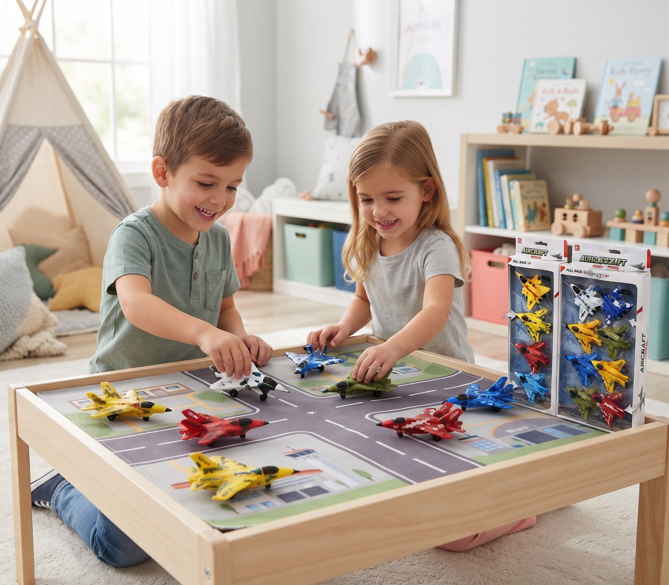 Pull Back Fighter Jet Toy Set – Colorful Aircraft Models for Kids