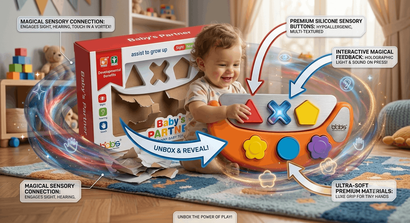 Baby's Partner Shape Sorting Rocker – Infant Sensory Learning and Developmental Toy for Babies (3+ Months)