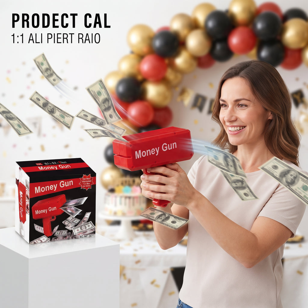 Money Gun Toy for Parties | Red Play Money Shooter with Fun Bill Shooting Action