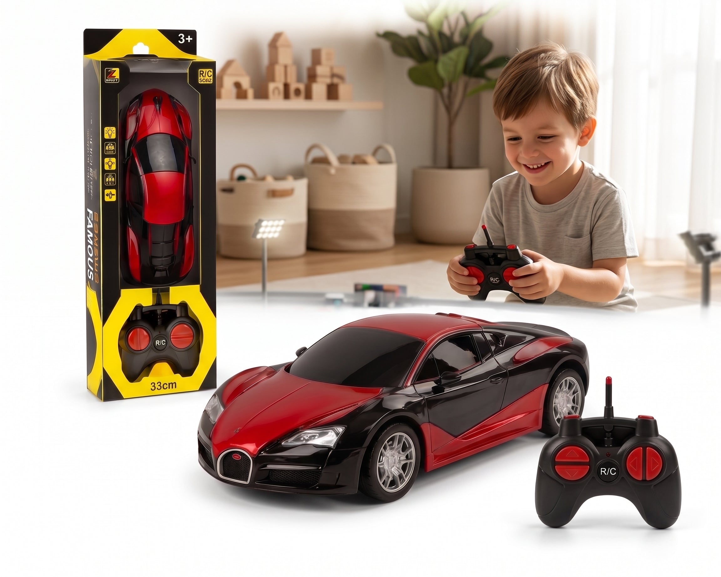 Red Remote Control Sports Car Toy – Realistic Racing Car for Kids