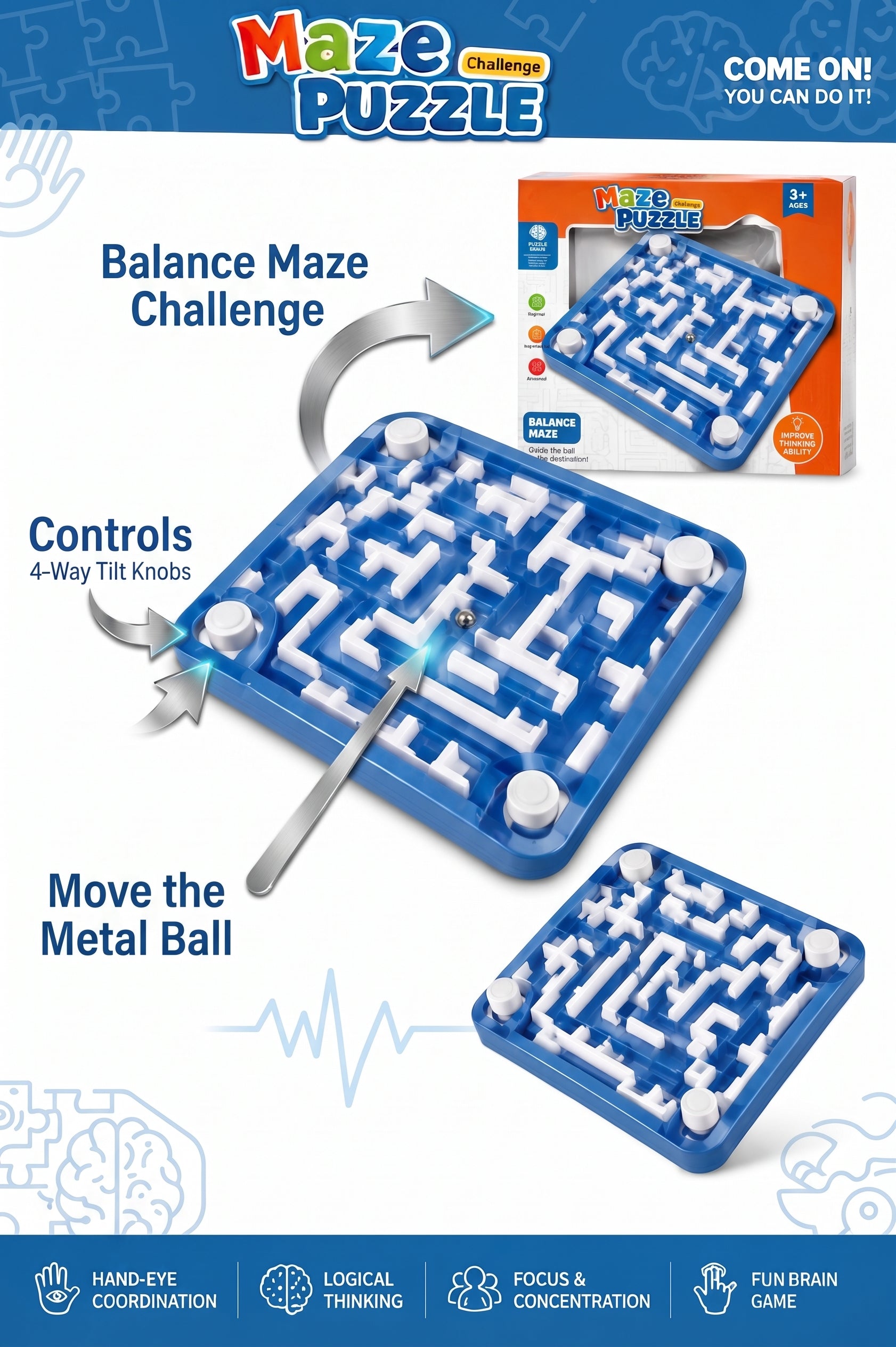 Maze Puzzle Balance Game for Kids – Brain Training Labyrinth Board Game
