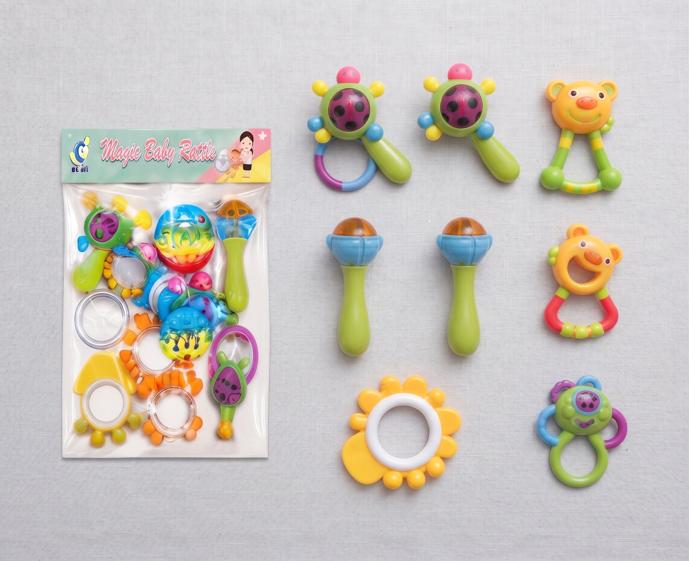 Magic Baby Rattle Toy Set – Colorful Multi-Shape Rattles for Babies & Kids
