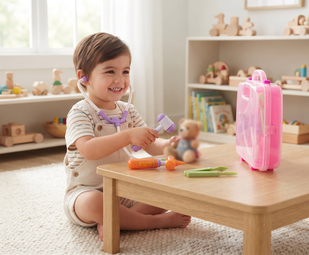 Kids Doctor Medical Play Set with Portable Pink Carrying Case
